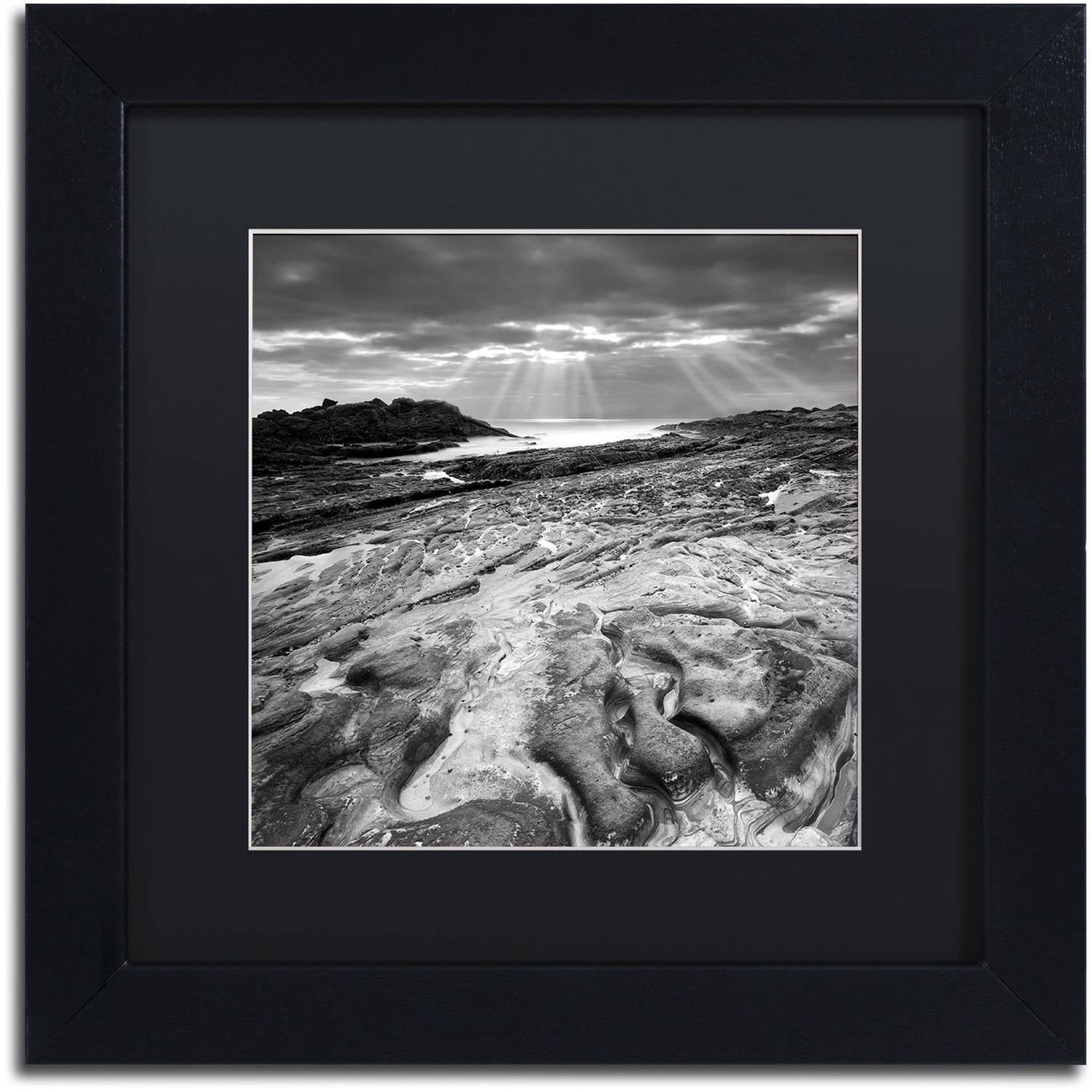 Trademark Fine Art "Sunset at Point Lobos" Canvas Art by Moises Levy Black Matte, Black Frame