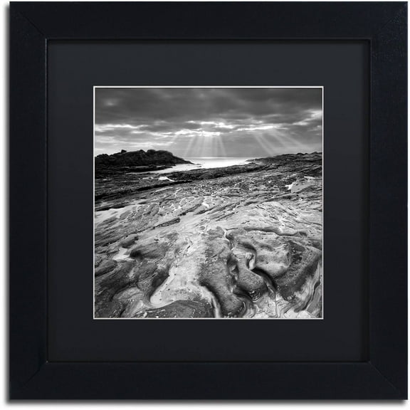 Trademark Fine Art "Sunset at Point Lobos" Canvas Art by Moises Levy Black Matte, Black Frame