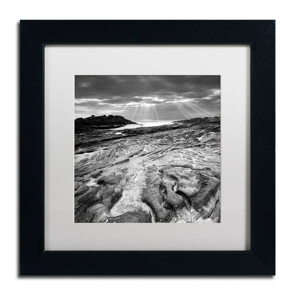 Trademark Fine Art "Sunset at Point Lobos" Canvas Art by Moises Levy White Matte, Black Frame