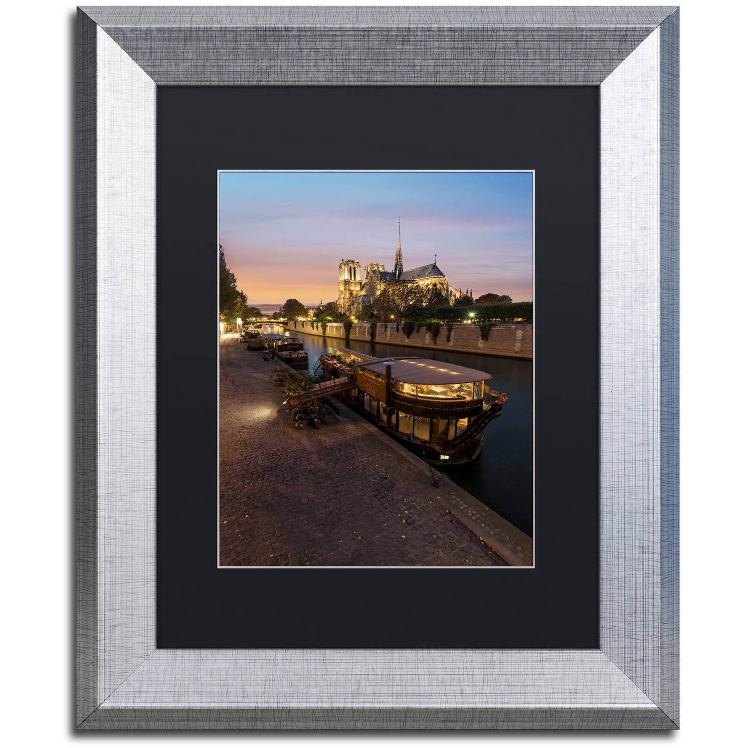 Trademark Fine Art "Sunset in Notre Dame de Paris" Canvas Art by Mathieu Rivrin, Black Matte, Silver Frame