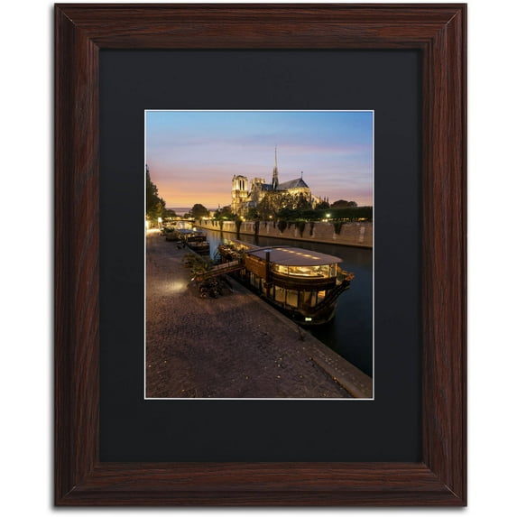 Trademark Fine Art "Sunset in Notre Dame de Paris" Canvas Art by Mathieu Rivrin, Black Matte, Wood Frame