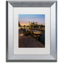 Trademark Fine Art "Sunset in Notre Dame de Paris" Canvas Art by Mathieu Rivrin, White Matte, Silver Frame