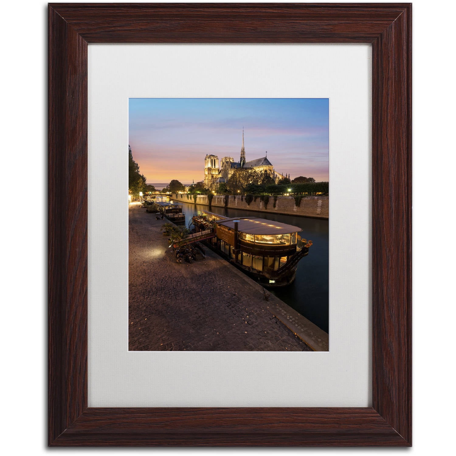 Trademark Fine Art "Sunset in Notre Dame de Paris" Canvas Art by Mathieu Rivrin, White Matte, Wood Frame