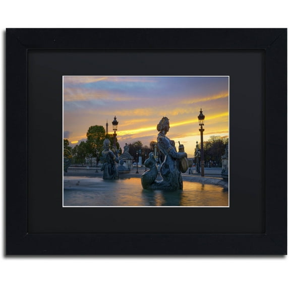 Trademark Fine Art "Sunset in Place de la Concorde" Canvas Art by Mathieu Rivrin, Black Matte, Black Frame