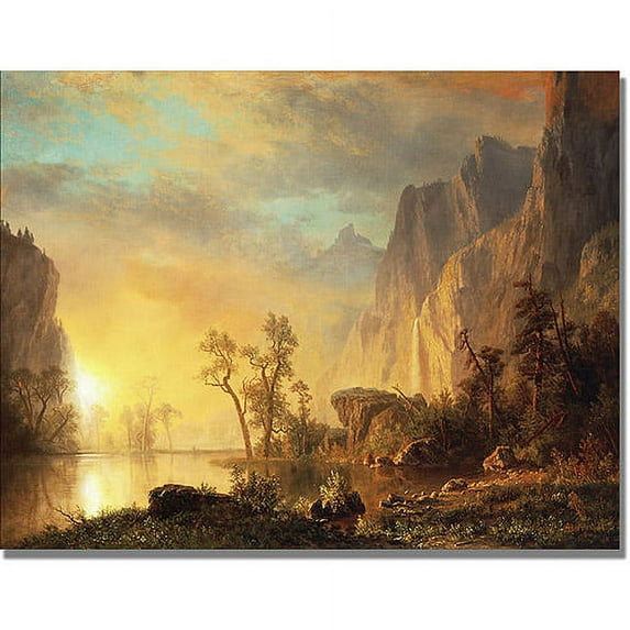 Trademark Fine Art Albert Biersdant Sunset in the Rockies Canvas Wall Art - 24x32