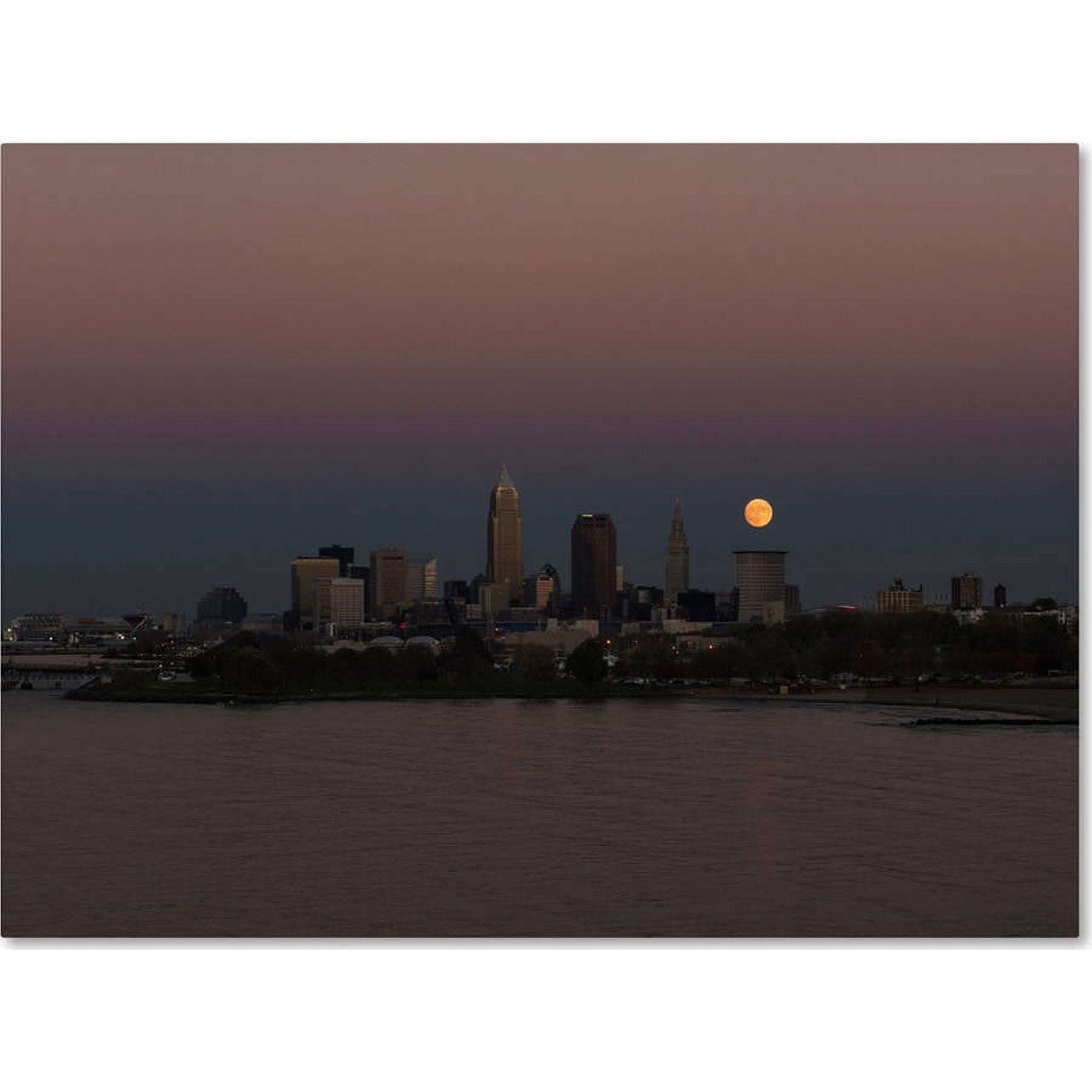 Super Moon Rise Over Cleveland 14x19 Canvas Art