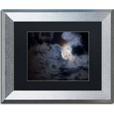 Trademark Fine Art "Supermoon " Canvas Art by Jason Shaffer, Black Matte, Silver Frame