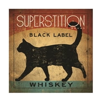 Trademark Fine Art 'Superstition Black Label Whiskey Cat' Canvas Art by Ryan Fowler