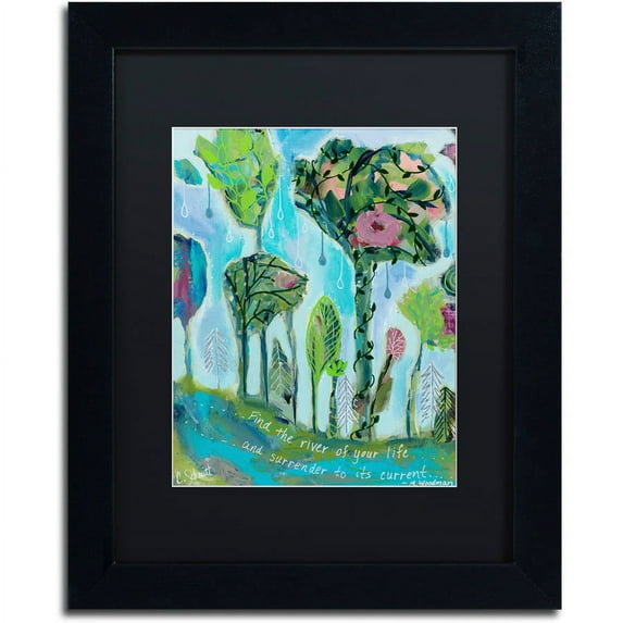 Trademark Fine Art "Surrender To The River of Your Life" Canvas Art by Carrie Schmitt, Black Matte, Black Frame
