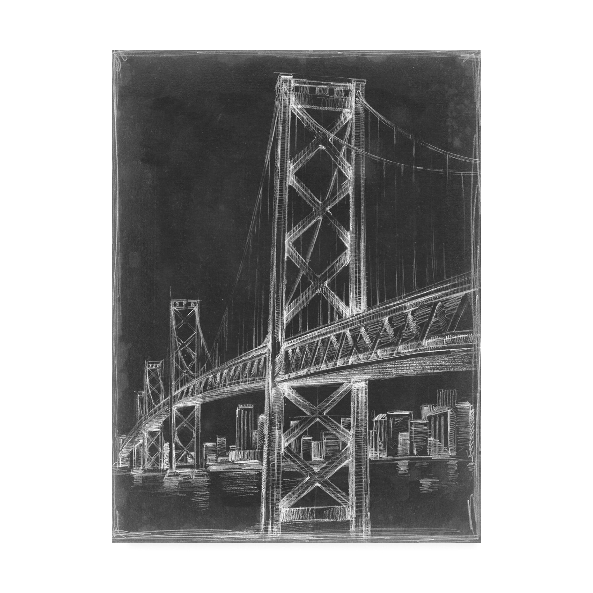 Trademark Fine Art 'Suspension Bridge Blueprint Ii' Canvas Art by Ethan Harper