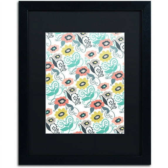 Trademark Fine Art "Suzani Floral" Canvas Art by Elizabeth Caldwell, Black Matte, Black Frame