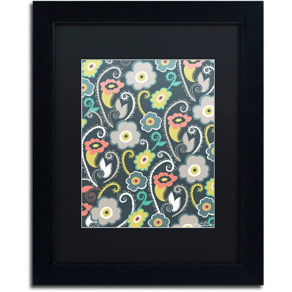 Trademark Fine Art "Suzani Garden" Canvas Art by Elizabeth Caldwell, Black Matte, Black Frame