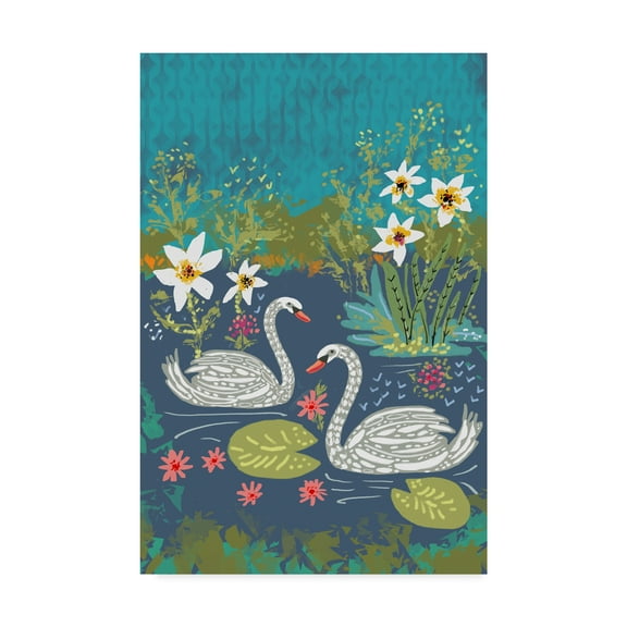 Trademark Fine Art 'Swans' Canvas Art by Karen Fields