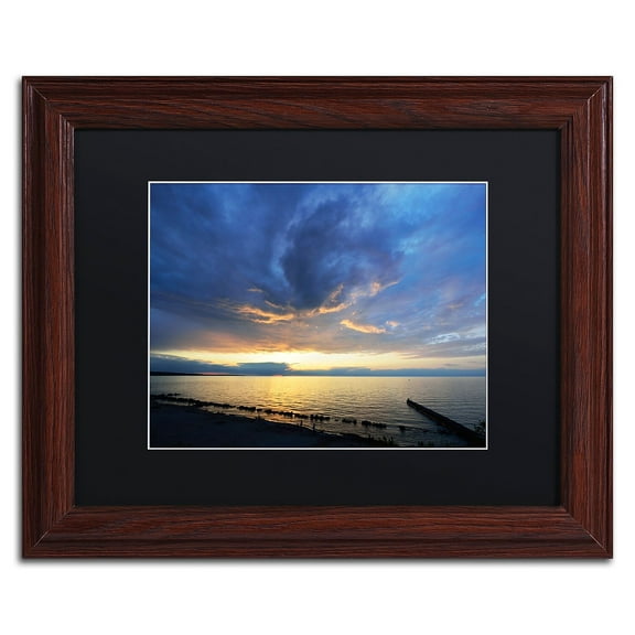 Trademark Fine Art "Sweeping North Coast Sunset" Canvas Art by Kurt Shaffer Black Matte, Wood Frame