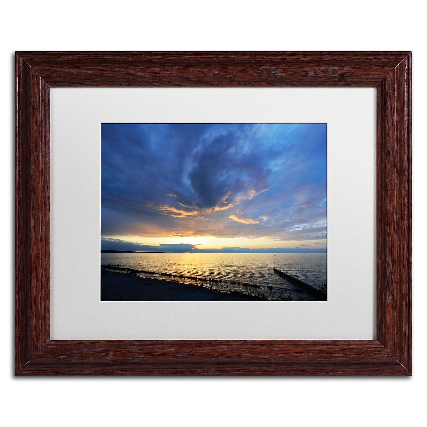 Trademark Fine Art "Sweeping North Coast Sunset" Canvas Art by Kurt Shaffer White Matte, Wood Frame