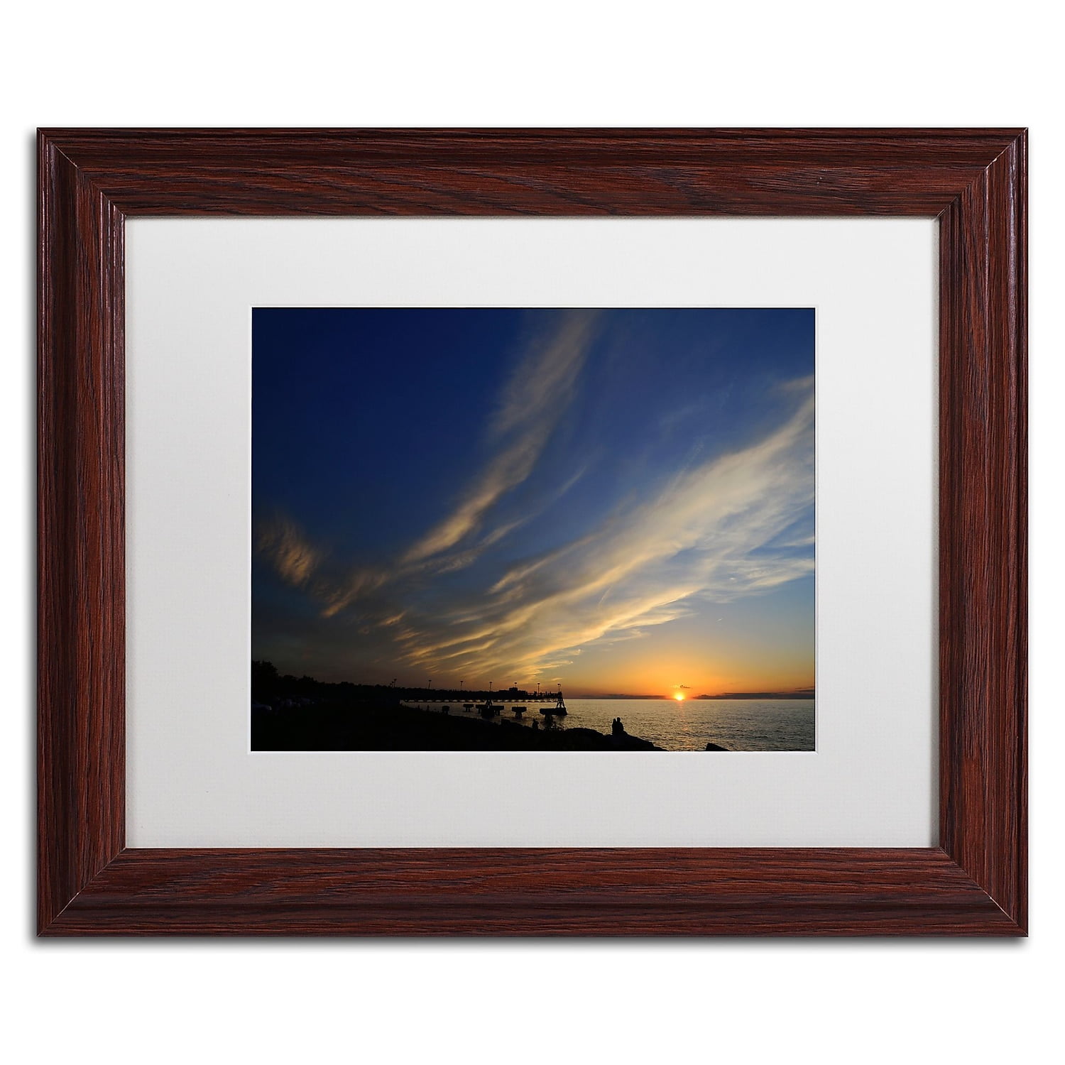 Trademark Fine Art "Sweeping Sunset" Canvas Art by Kurt Shaffer White Matte, Wood Frame