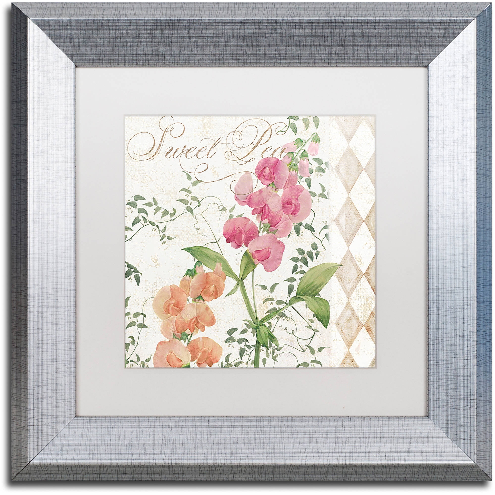 Trademark Fine Art "Sweet Pea" Canvas Art by Color Bakery White Matte, Silver Frame