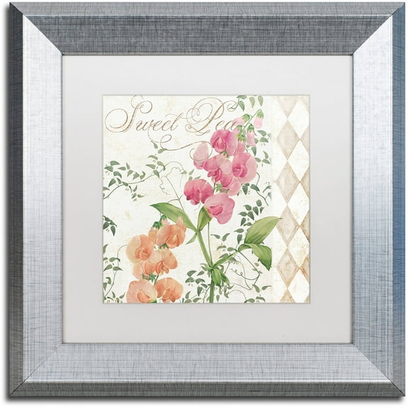 Trademark Fine Art "Sweet Pea" Canvas Art by Color Bakery White Matte, Silver Frame