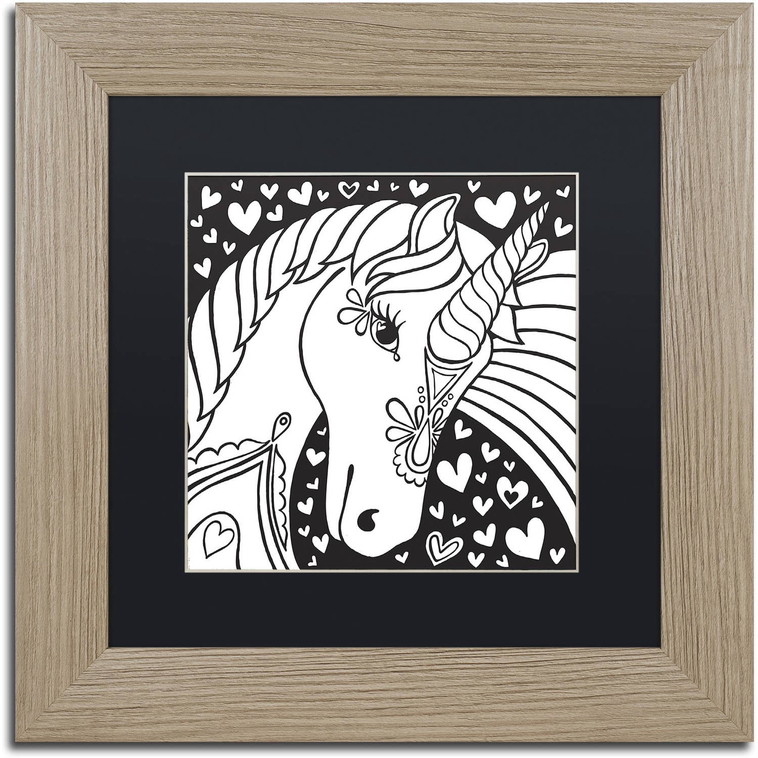 Trademark Fine Art "Sweet Unicorn" Canvas Art by Hello Angel, Black Matte, Birch Frame