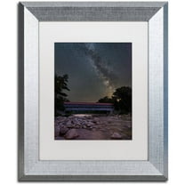 Trademark Fine Art "Swift River Night" Canvas Art by Michael Blanchette Photography White Matte, Silver Frame