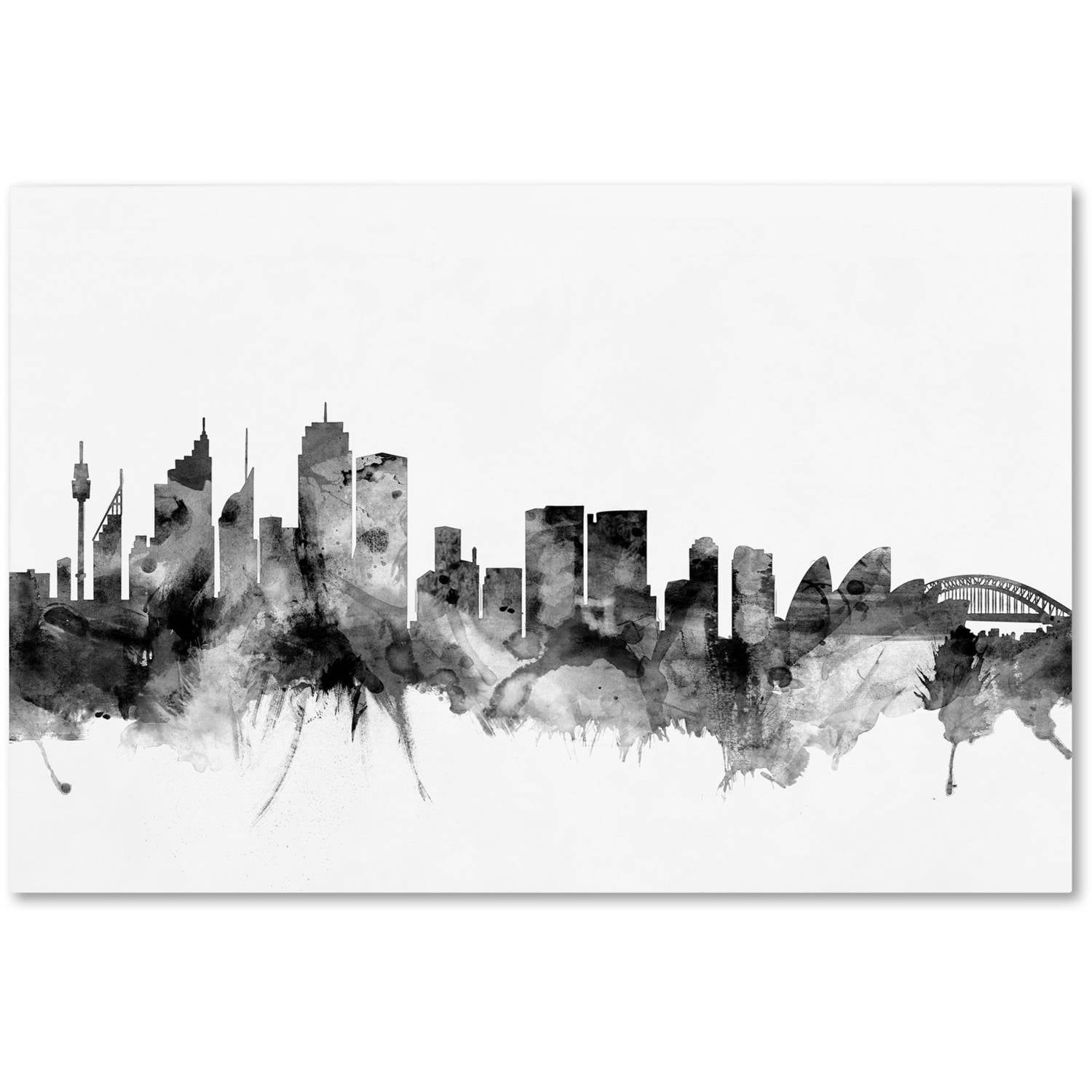 Trademark Fine Art "Sydney Australia Skyline B&W II" Canvas Art by Michael Tompsett