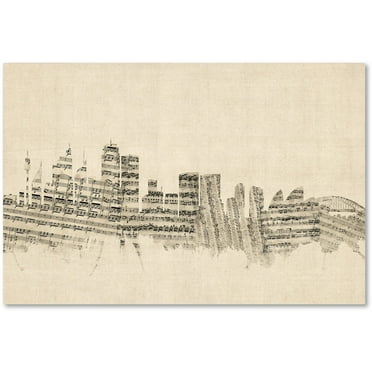 Trademark Fine Art "Sydney Australia Skyline Sheet Music" Canvas Art by Michael Tompsett