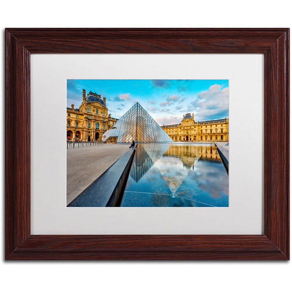Trademark Fine Art "Symetrie du Louvre" Canvas Art by Mathieu Rivrin, White Matte, Wood Frame