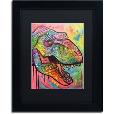 Trademark Fine Art "T Rex 1" Canvas Art by Dean Russo, Black Matte, Black Frame