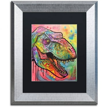 Trademark Fine Art "T Rex 1" Canvas Art by Dean Russo, Black Matte, Silver Frame