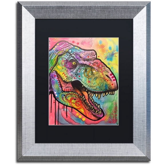 Trademark Fine Art "T Rex 1" Canvas Art by Dean Russo, Black Matte, Silver Frame