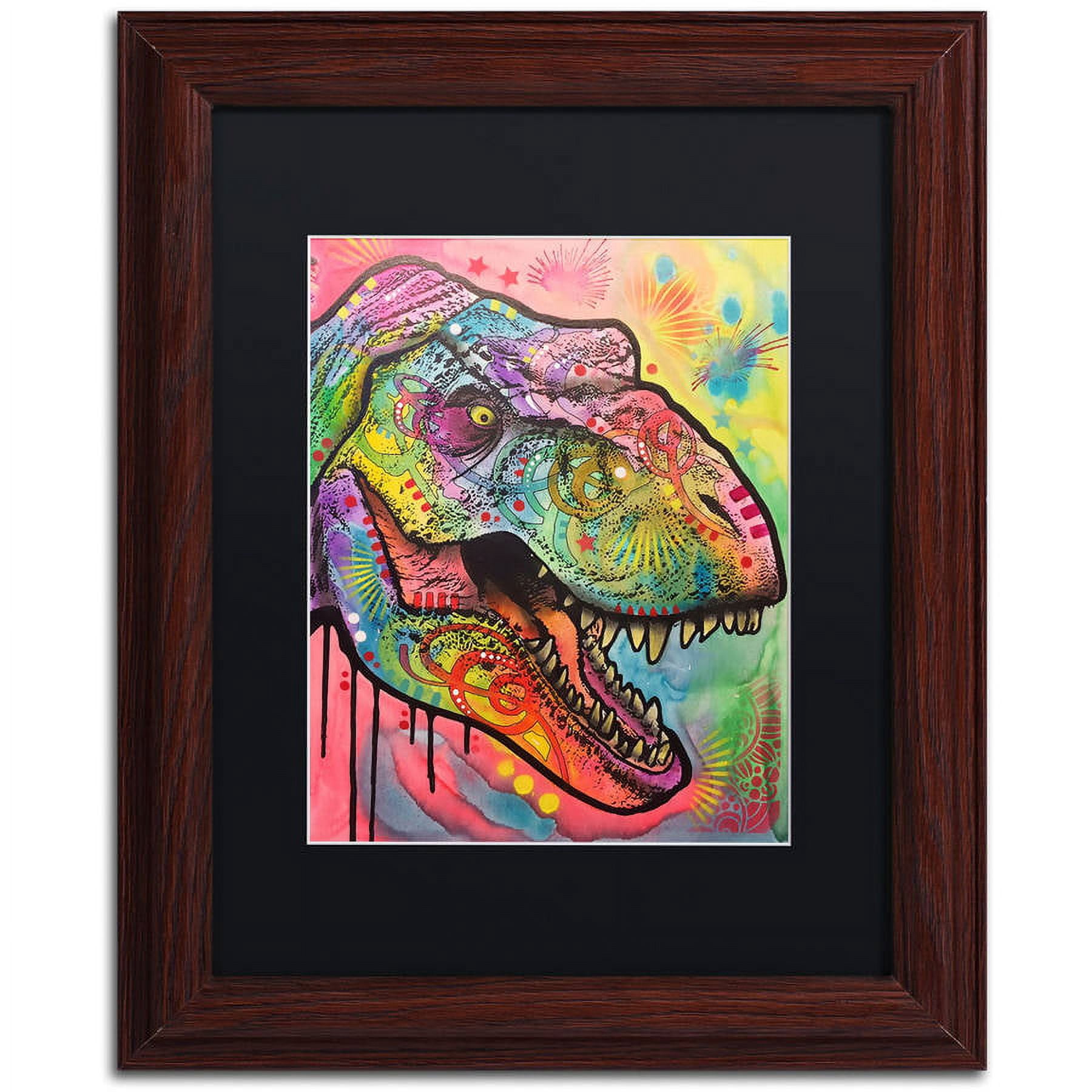 Trademark Fine Art "T Rex 1" Canvas Art by Dean Russo, Black Matte, Wood Frame