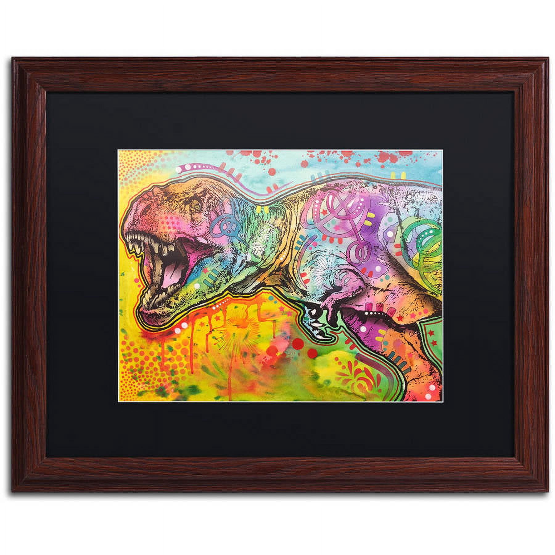 Trademark Fine Art "T Rex 2" Canvas Art by Dean Russo, Black Matte, Wood Frame