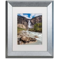 Trademark Fine Art 'Takakkaw Falls' Canvas Art by Pierre Leclerc, White Matte, Silver Frame