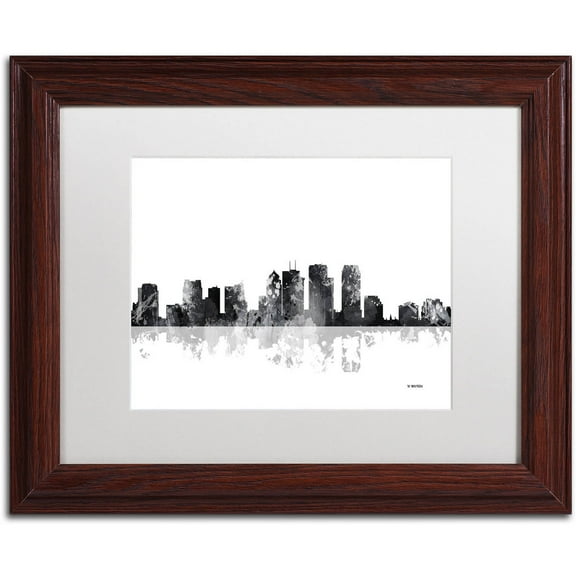 Trademark Fine Art "Tampa Florida Skyline BG-1" Canvas Art by Marlene Watson, White Matte, Wood Frame