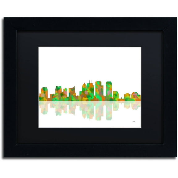 Trademark Fine Art "Tampa Florida Skyline" Canvas Art by Marlene Watson Black Matte, Black Frame