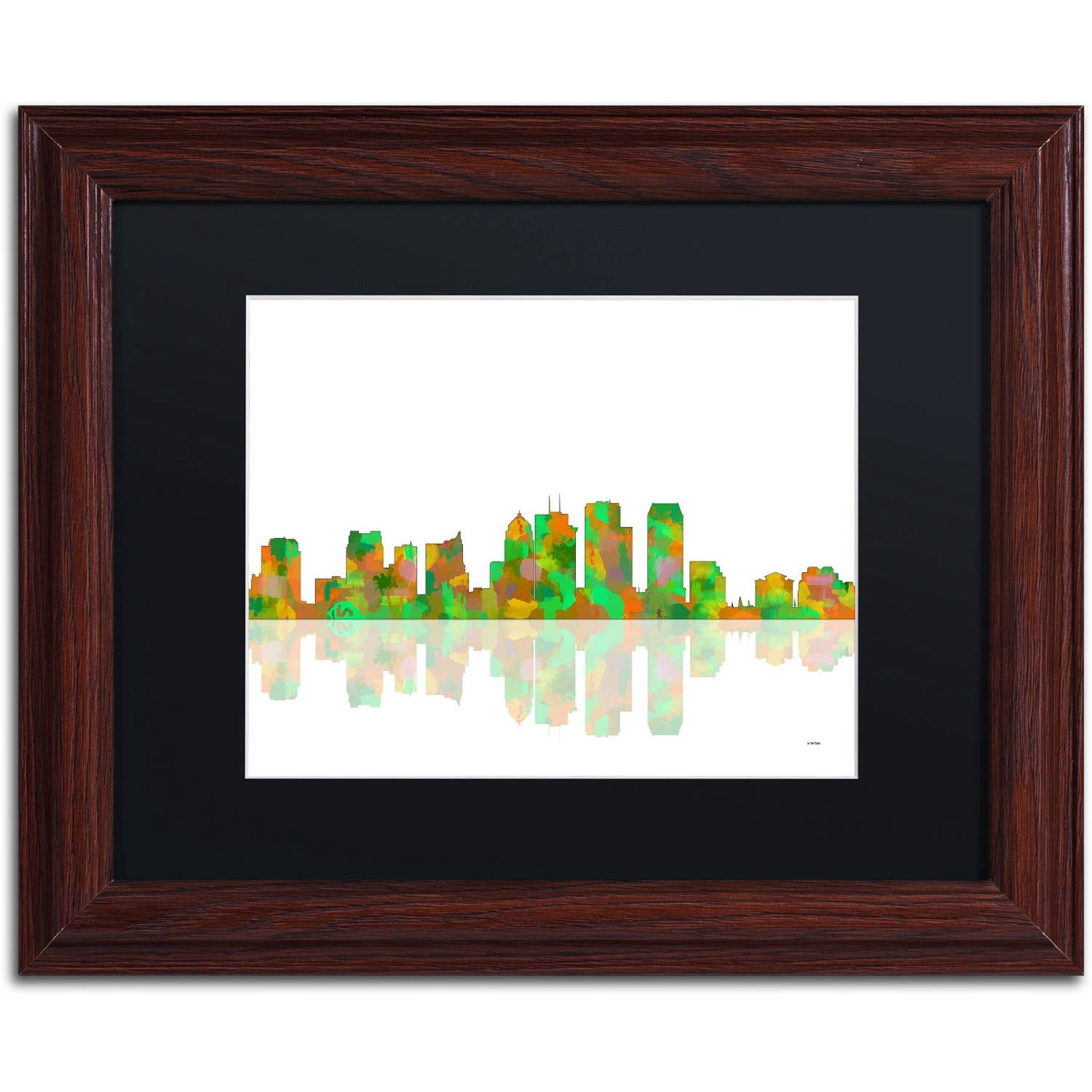 Trademark Fine Art "Tampa Florida Skyline" Canvas Art by Marlene Watson Black Matte, Wood Frame