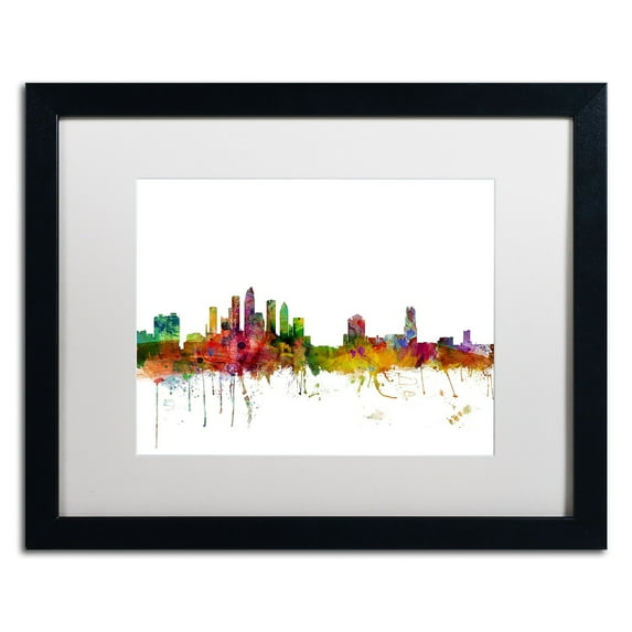 Trademark Fine Art 'Tampa Florida Skyline' Canvas Art by Michael Tompsett, White Matte, Black Frame