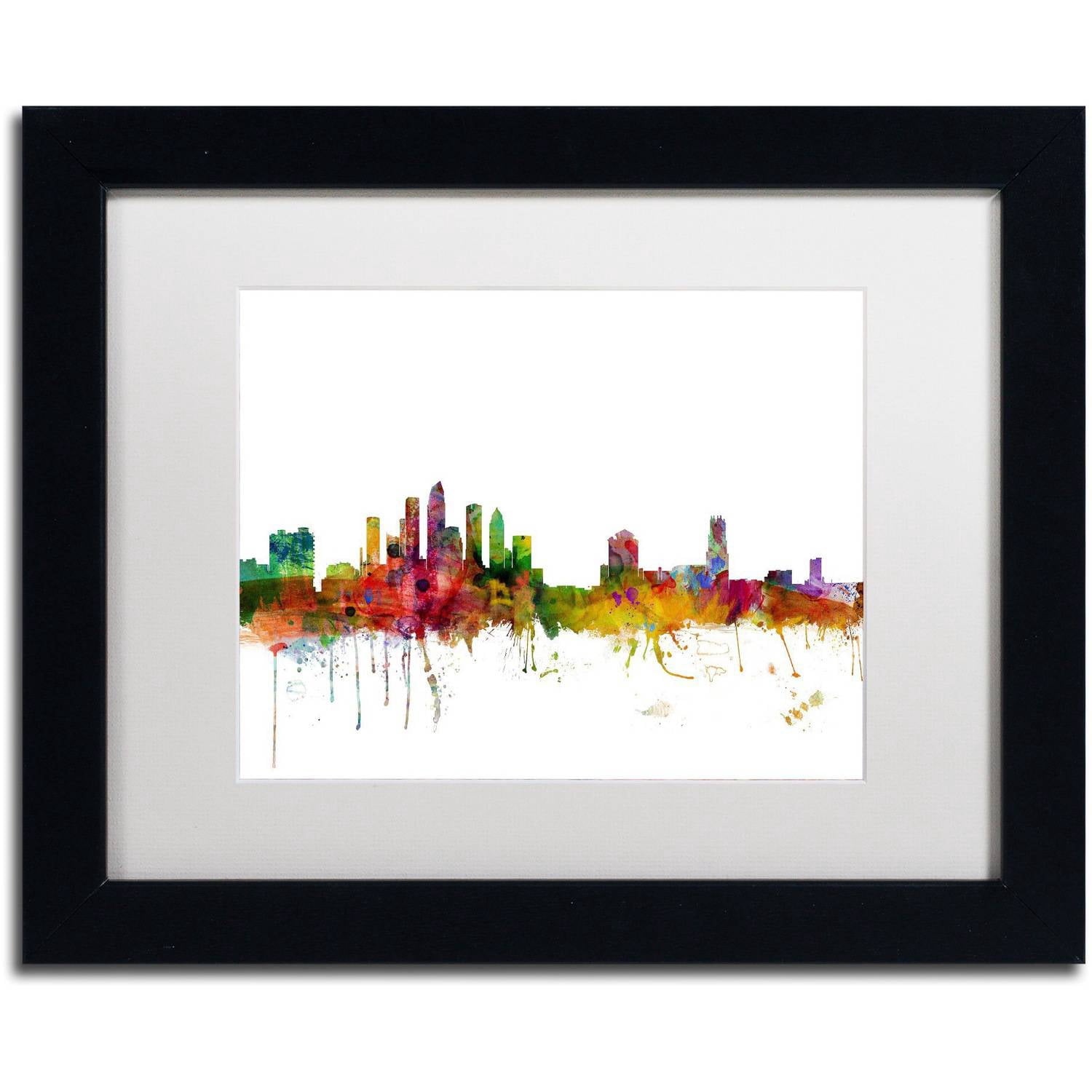 Trademark Fine Art 'Tampa Florida Skyline' Canvas Art by Michael Tompsett, White Matte, Black Frame