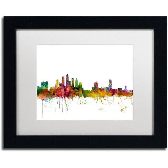 Trademark Fine Art 'Tampa Florida Skyline' Canvas Art by Michael Tompsett, White Matte, Black Frame
