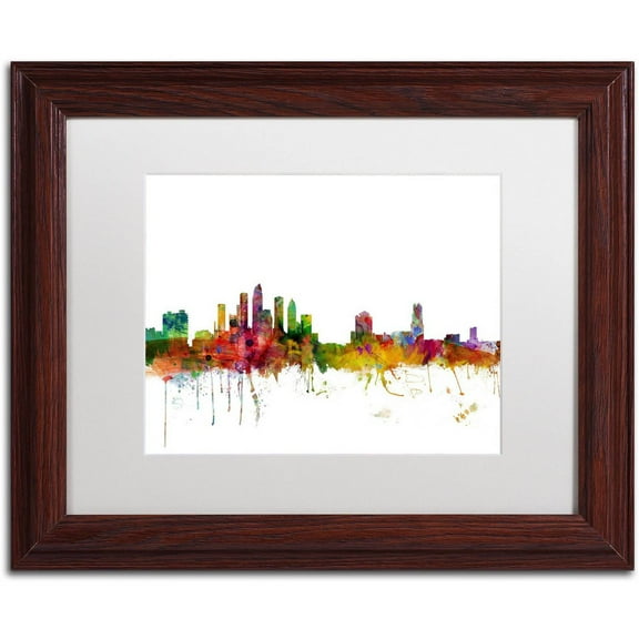 Trademark Fine Art 'Tampa Florida Skyline' Canvas Art by Michael Tompsett, White Matte, Wood Frame