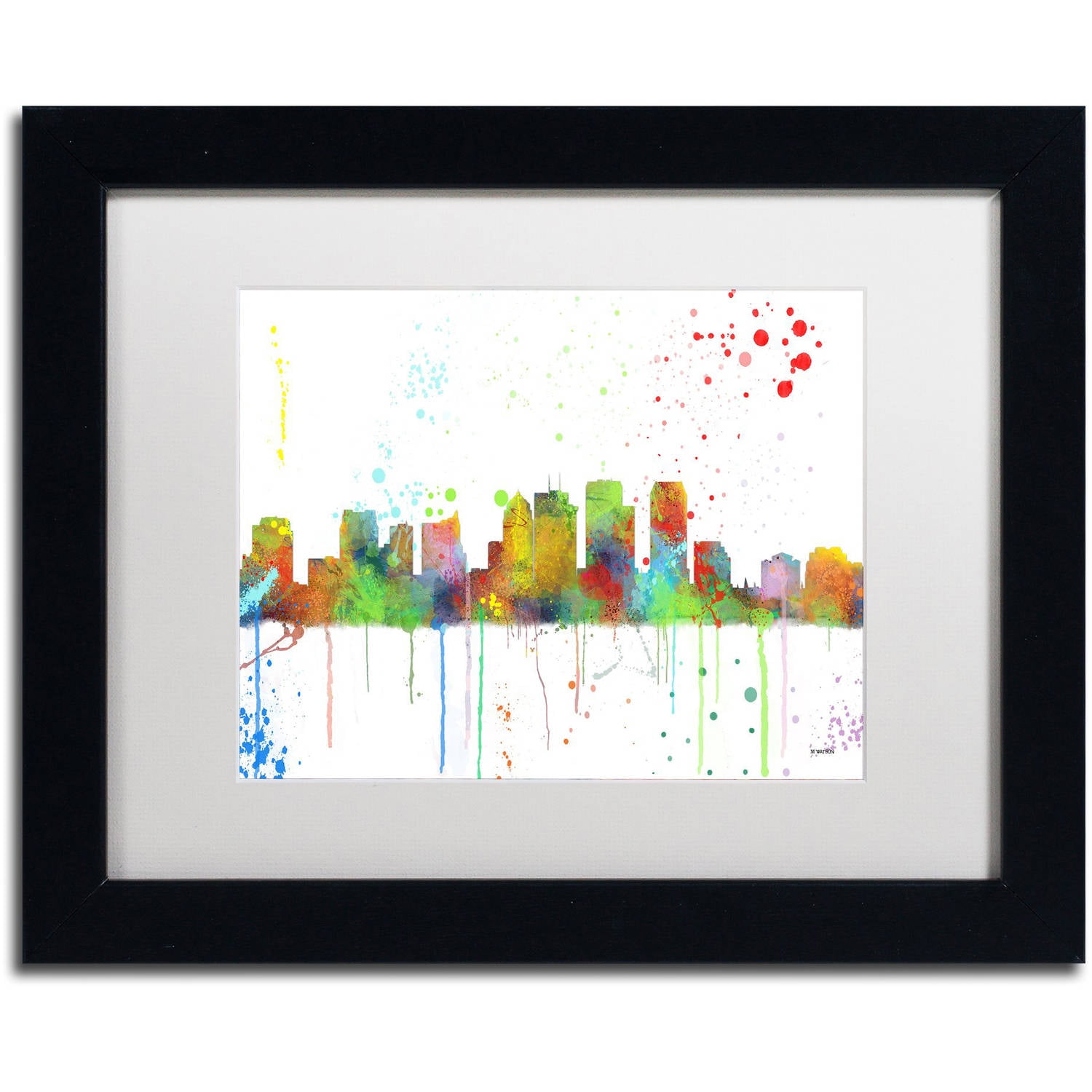 Trademark Fine Art "Tampa Florida Skyline Mclr-1" Canvas Art by Marlene Watson, White Matte, Black Frame