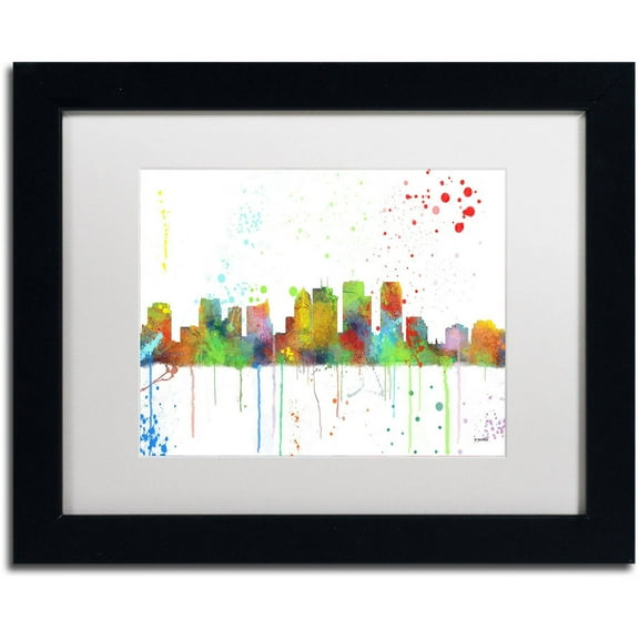 Trademark Fine Art "Tampa Florida Skyline Mclr-1" Canvas Art by Marlene Watson, White Matte, Black Frame
