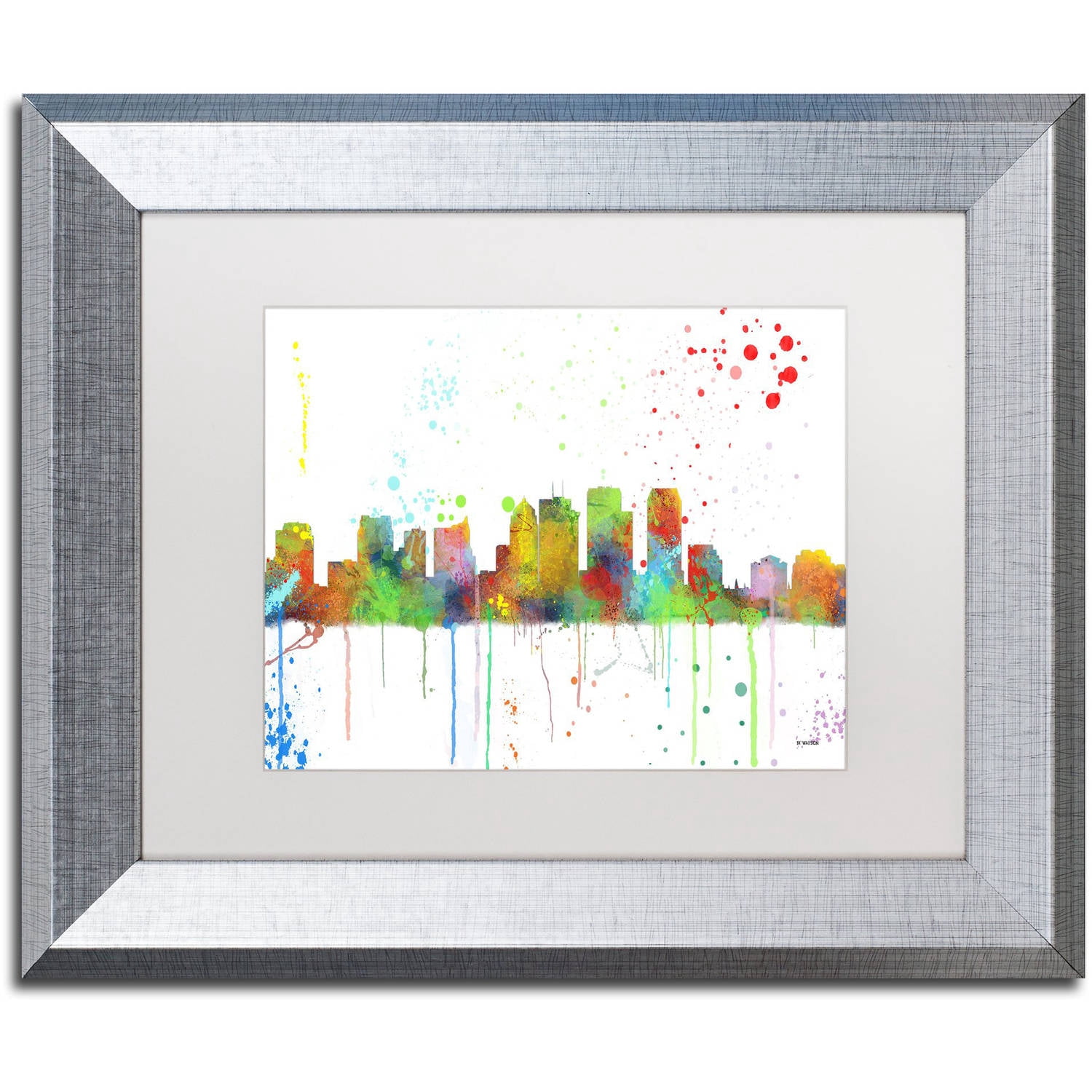 Trademark Fine Art "Tampa Florida Skyline Mclr-1" Canvas Art by Marlene Watson, White Matte, Silver Frame