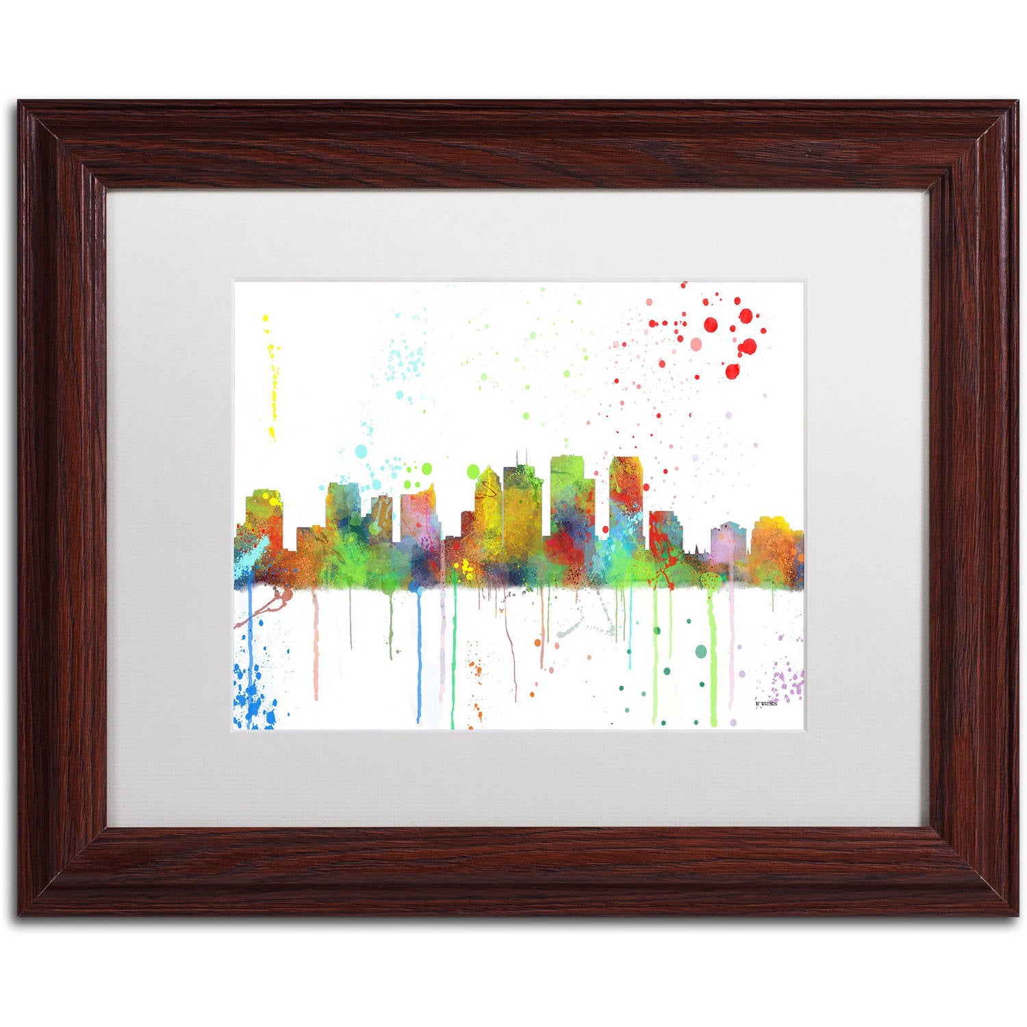 Trademark Fine Art "Tampa Florida Skyline Mclr-1" Canvas Art by Marlene Watson, White Matte, Wood Frame