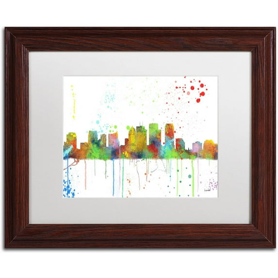 Trademark Fine Art "Tampa Florida Skyline Mclr-1" Canvas Art by Marlene Watson, White Matte, Wood Frame