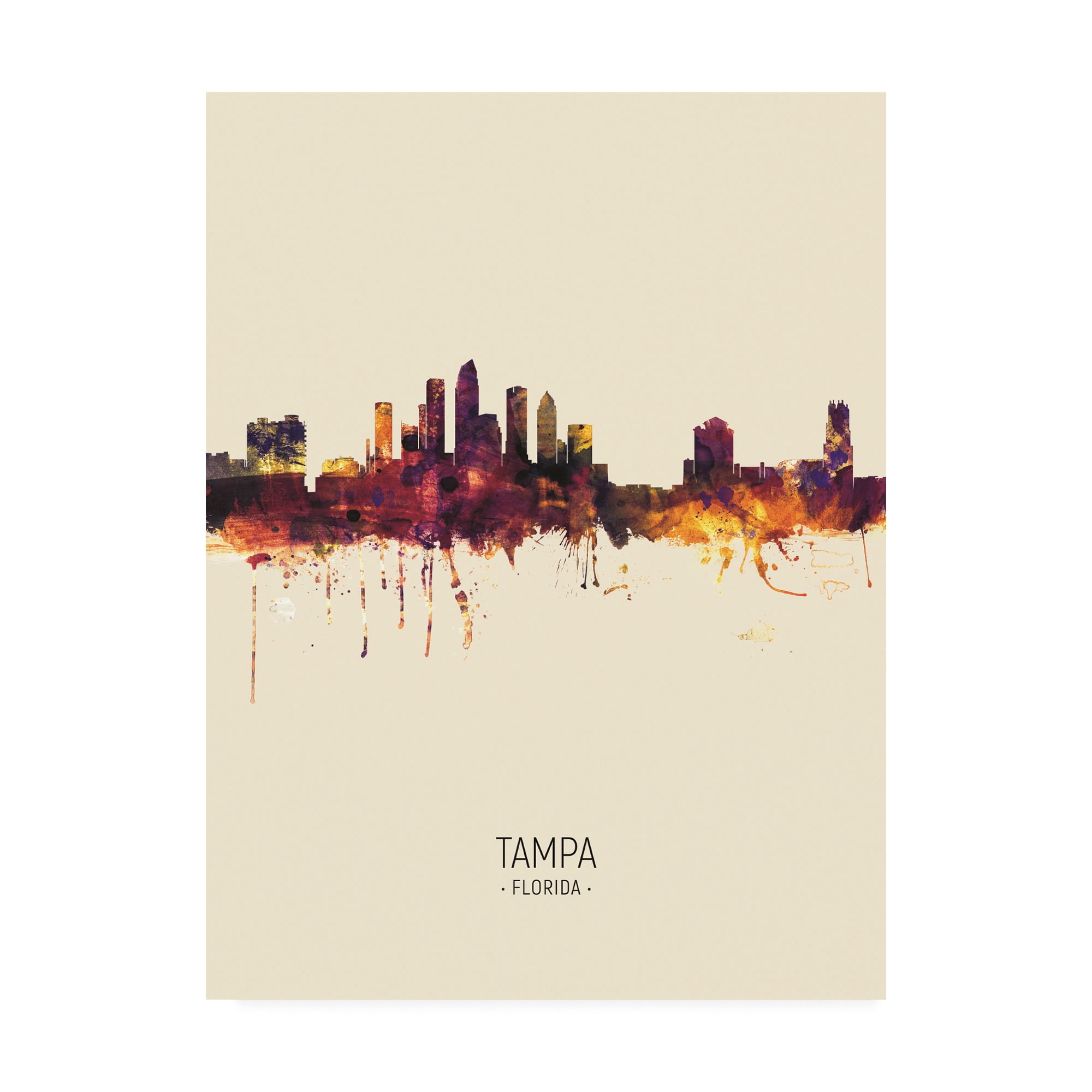 Trademark Fine Art 'Tampa Florida Skyline Portrait III' Canvas Art by Michael Tompsett