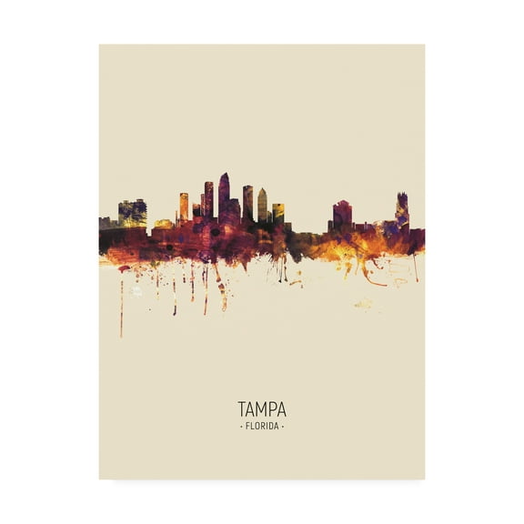 Trademark Fine Art 'Tampa Florida Skyline Portrait III' Canvas Art by Michael Tompsett