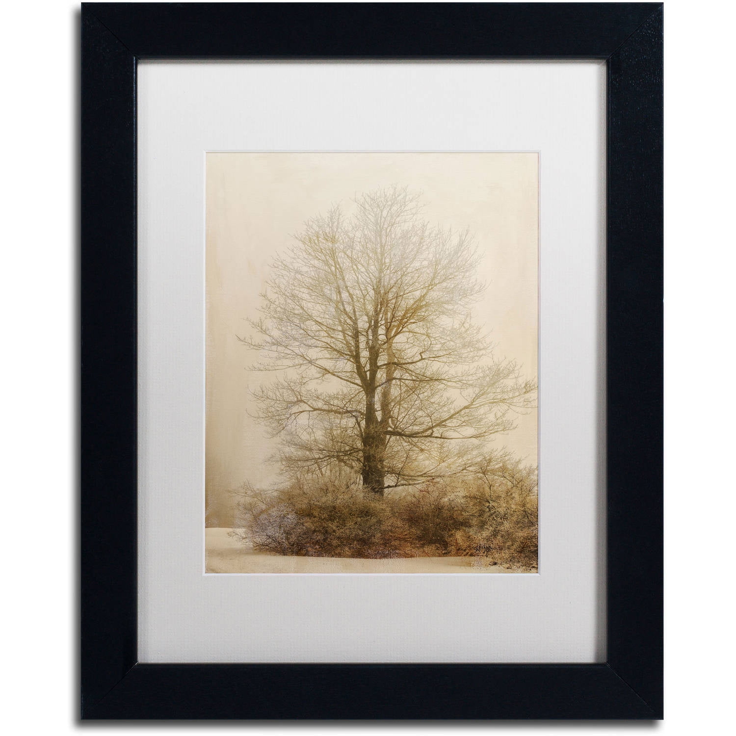 Tan Tones Winter Landscape Canvas Print with Black Frame
