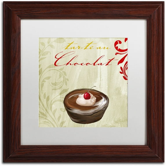 Trademark Fine Art "Tartes Francais, Chocolat" Canvas Art by Color Bakery White Matte, Wood Frame