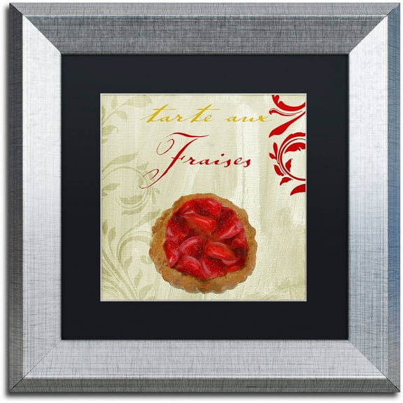 Trademark Fine Art "Tartes Francais, Strawberry" Canvas Art by Color Bakery Black Matte, Silver Frame